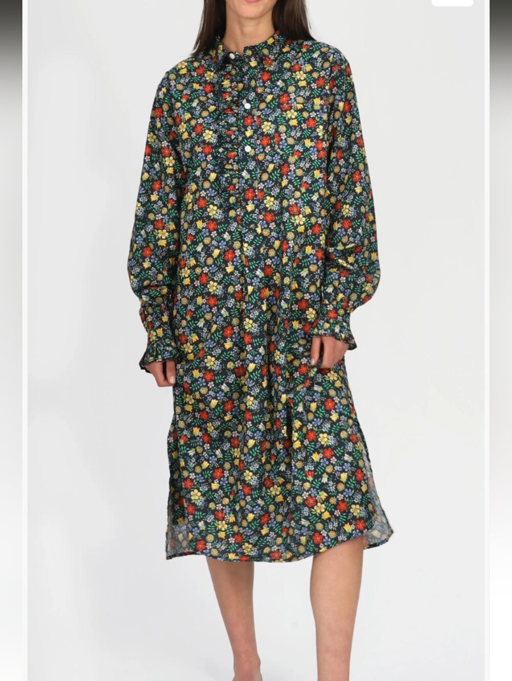 Sleepy Jones Cornett Gown in Liberty Fabric Edenham Floral Navy Size M EUC
